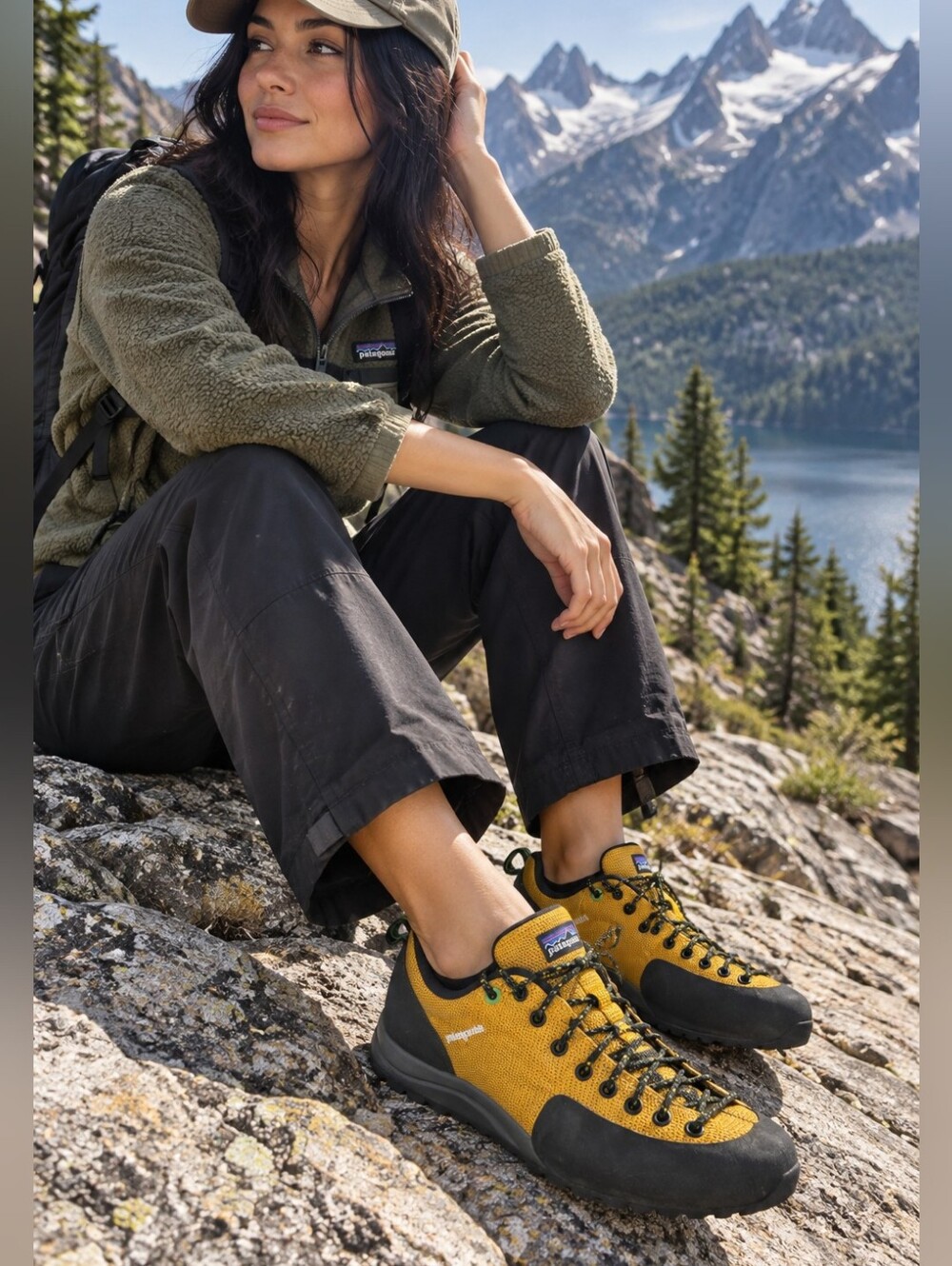 Patagonia Tupelo Aloe Approach Shoes Women’s 7 Vibram Yellow Gorpcore Rare